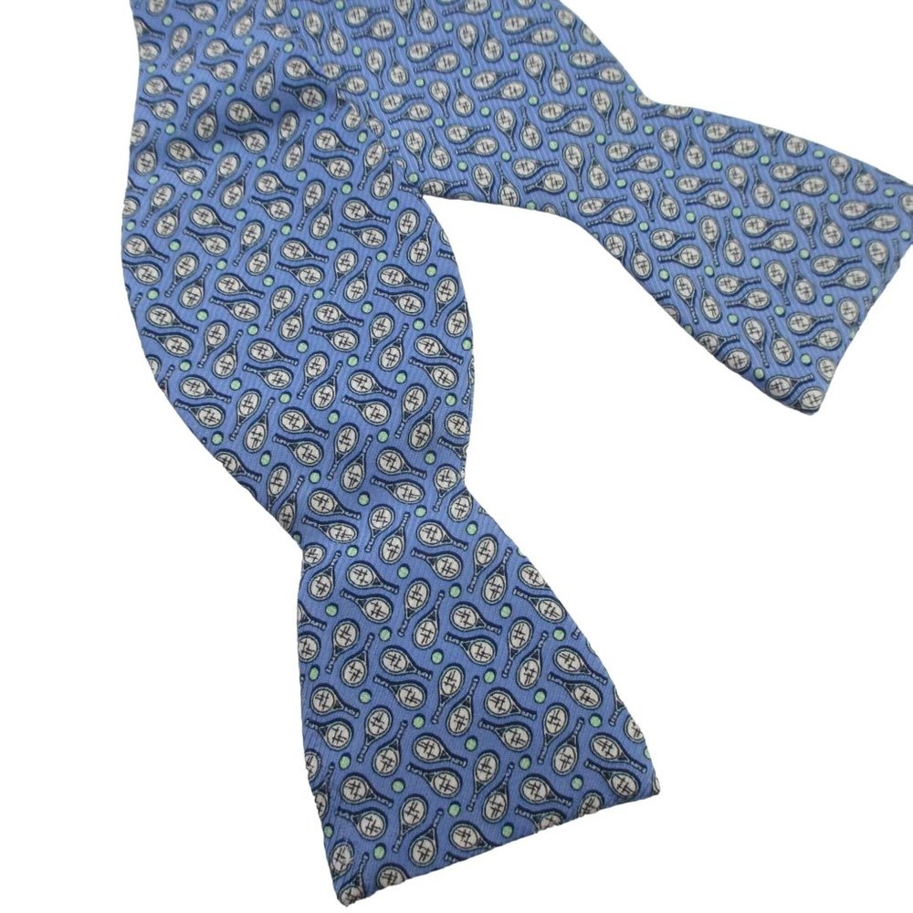 Vineyard Vines Blue Tennis Racket Silk Bow Tie Made in U.S.A.